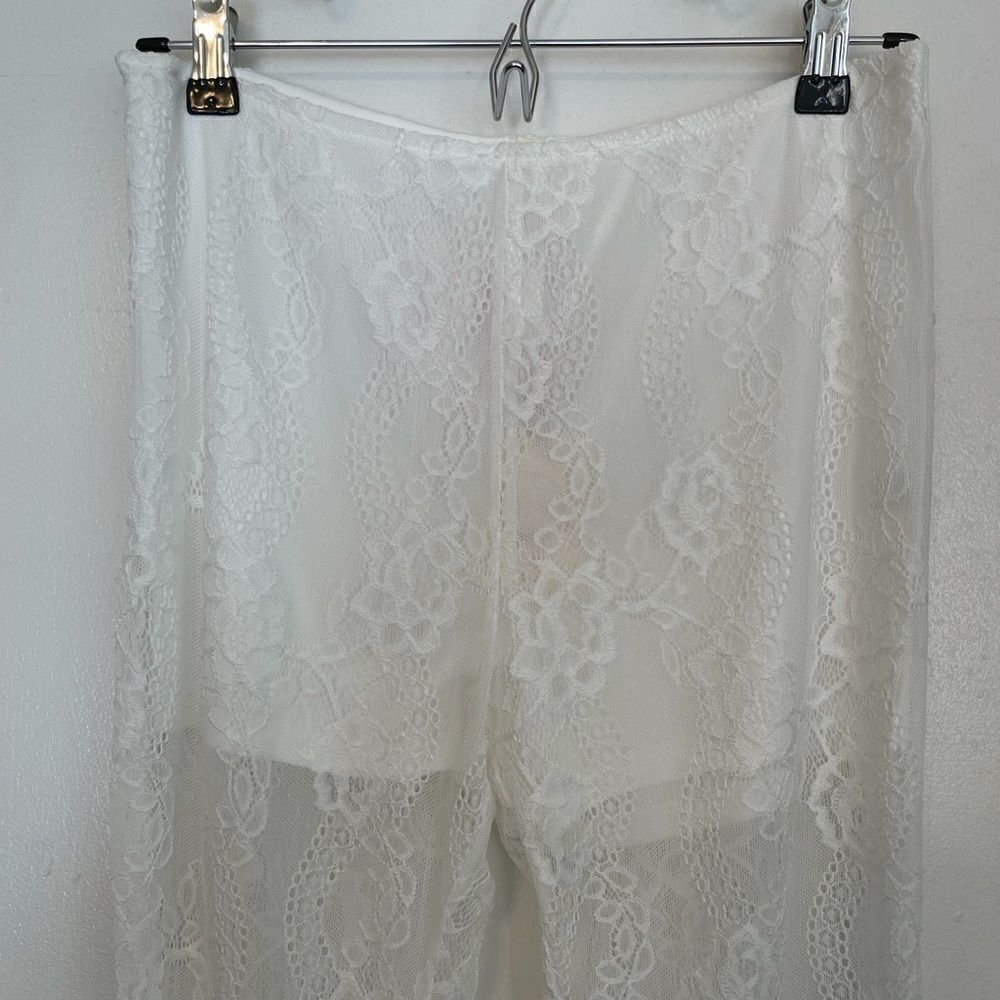 RAGA Lovely Floral Lace White Flare Pants.Size M - Picture 4 of 12
